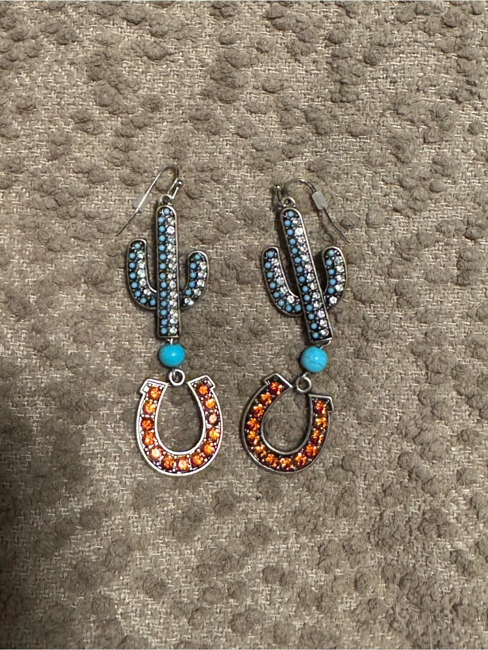 Buckle Turquoise & Orange Cactus Horseshoe Drop Earrings